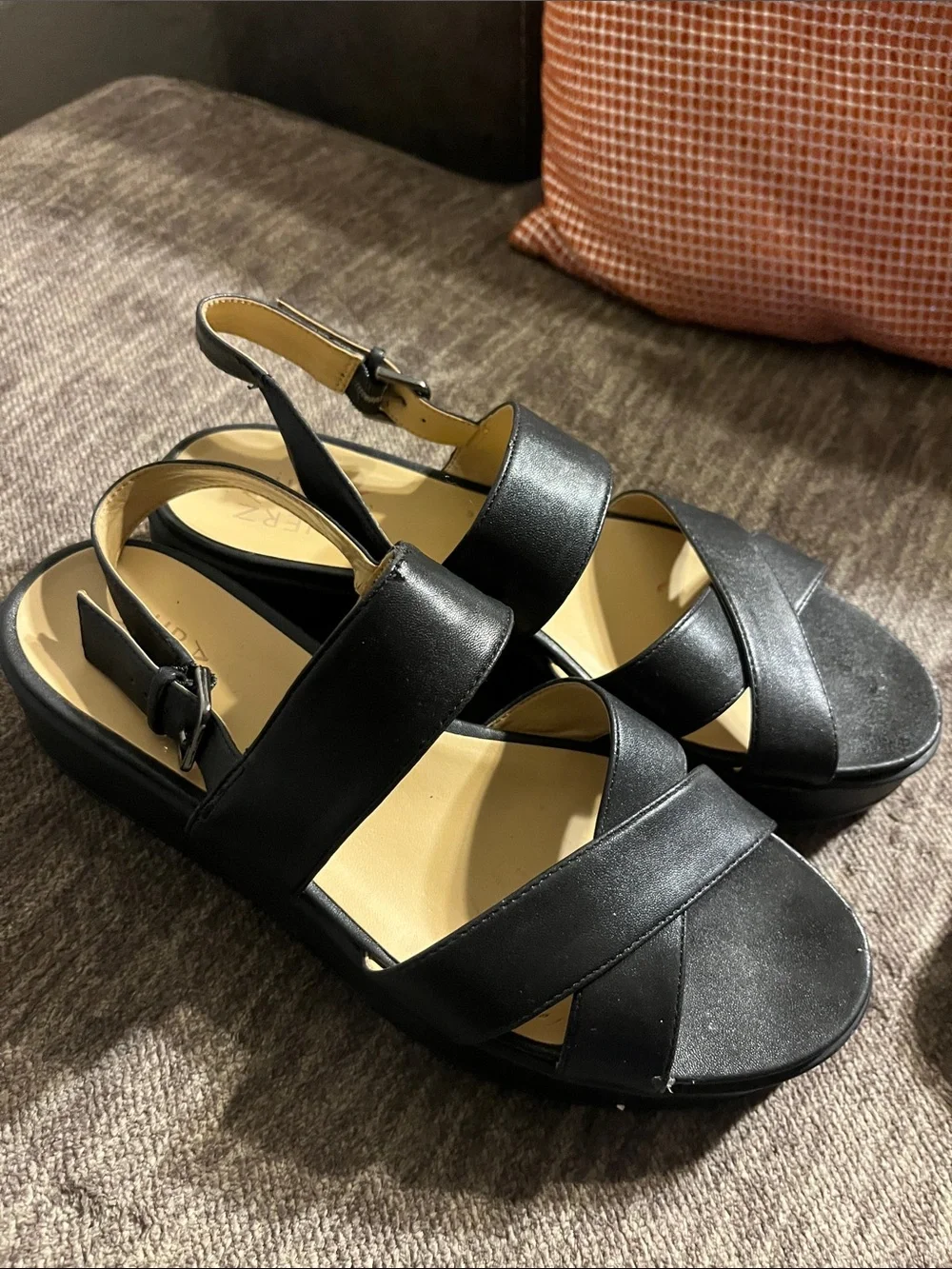 Bundle alert! Naturalizer Black Sandals & Eileen Fisher Tan Slide Sandals